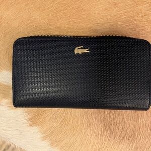 Navy & Red Leather Lacoste continental wallet